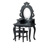 xbiez Realistic Tiny Furniture Set 1/12 Scale Wooden Dresser Stool Traditional Design Creative Play Accessories Miniature Dresser and Stool for Dollhouses