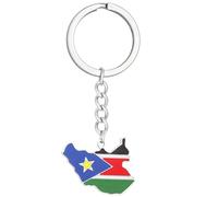 xbiez South Sudan Map Flag Keychain Portable Key Rings Fashionable Couples Keyrings Bag Accessory for Jewelry Collectors