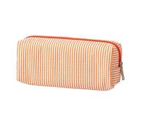 xbiez Striped Cosmetic & Stationery Zippered Polyester Bag for Women Students Travel Essentials Organization Large Capacity Pencil Bag