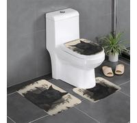XBKGOHA 3-Piece Anti Slip Floor Mat Set Black cat watching Picture Bathroom Rugs for Ultimate Comfort, Master Bathrooms
