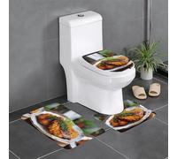 XBKGOHA 3-Piece Anti Slip Floor Mat Set Delicious Chicken Fried Steak Picture Bathroom Rugs for Ultimate Comfort, Master Bathrooms