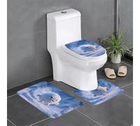 XBKGOHA 3-Piece Anti Slip Floor Mat Set Flying Snowball Picture Bathroom Rugs for Ultimate Comfort, Master Bathrooms