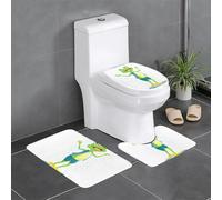 XBKGOHA 3-Piece Anti Slip Floor Mat Set Frog dancing in the rain Picture Bathroom Rugs for Ultimate Comfort, Master Bathrooms