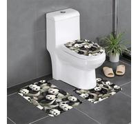 XBKGOHA 3-Piece Anti Slip Floor Mat Set Giant panda watching the fun Picture Bathroom Rugs for Ultimate Comfort, Master Bathrooms