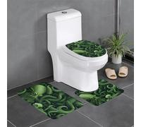 XBKGOHA 3-Piece Anti Slip Floor Mat Set green octopus Picture Bathroom Rugs for Ultimate Comfort, Master Bathrooms