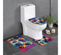 XBKGOHA 3-Piece Anti Slip Floor Mat Set Multiple Dogs Pop Art PUgs Picture Bathroom Rugs for Ultimate Comfort, Master Bathrooms