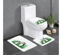 XBKGOHA 3-Piece Anti Slip Floor Mat Set Penguins in the grass Picture Bathroom Rugs for Ultimate Comfort, Master Bathrooms