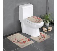 XBKGOHA 3-Piece Anti Slip Floor Mat Set Plum blossoms under the snow Picture Bathroom Rugs for Ultimate Comfort, Master Bathrooms