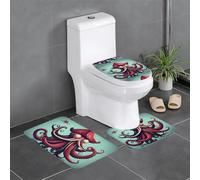 XBKGOHA 3-Piece Anti Slip Floor Mat Set Sailing Pirate Octopus Picture Bathroom Rugs for Ultimate Comfort, Master Bathrooms