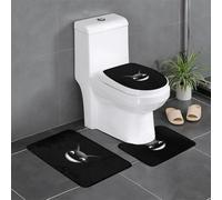 XBKGOHA 3-Piece Anti Slip Floor Mat Set Silly Laughing Bat Picture Bathroom Rugs for Ultimate Comfort, Master Bathrooms
