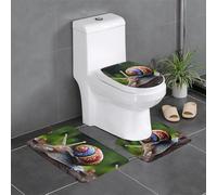 XBKGOHA 3-Piece Anti Slip Floor Mat Set Snail in the colorful house Picture Bathroom Rugs for Ultimate Comfort, Master Bathrooms