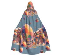 XBKGOHA A Colorful Bubble World Printed Halloween Adult Hooded Cape Cloak No Zipper, Comfortable For Costume Parties
