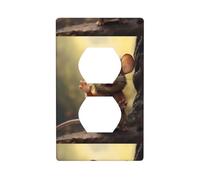 XBKGOHA A Little Mouse Saying Hello Picture Double Socket Wall Panel Decorative for Residential and Commercial Areas 4.5x2.76in