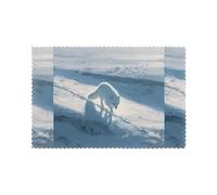 XBKGOHA Arctic fox on the snowy plains Picture Durable placemat, waterproof, easy to clean, heat-resistant, anti slip placemat set