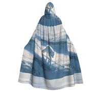 XBKGOHA Arctic Fox On The Snowy Plains Printed Halloween Adult Hooded Cape Cloak No Zipper, Comfortable For Costume Parties