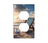 XBKGOHA Beautiful Blue Sky and sea Picture Double Socket Wall Panel Decorative for Residential and Commercial Areas 4.5x2.76in