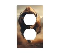 XBKGOHA Bison Run Picture Double Socket Wall Panel Decorative for Residential and Commercial Areas 4.5x2.76in