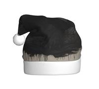 XBKGOHA Black cat watching Printing Christmas Hat for Adult quality accessory soft, lightweight, and fluffy