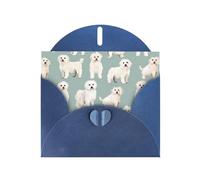 XBKGOHA Blue Greeting Card Little White Dogs Pattern Printed for Festive Birthday Party Invitation