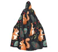 XBKGOHA Christmas Squirrel Printed Halloween Adult Hooded Cape Cloak No Zipper, Comfortable For Costume Parties