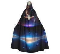 XBKGOHA Cosmic Saturn Printed Halloween Adult Hooded Cape Cloak No Zipper, Comfortable For Costume Parties