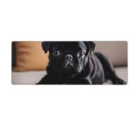 XBKGOHA Cute Black Pug Dog Picture Extra Large Mouse Pad Strong Adhesion, Durable, Precise Locking Edge 12x31.5in