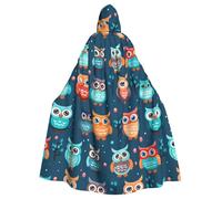 XBKGOHA Cute Owls Printed Halloween Adult Hooded Cape Cloak No Zipper, Comfortable For Costume Parties
