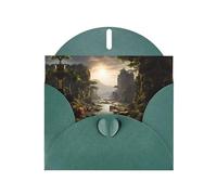 XBKGOHA Dark Green Greeting Card mountains and rivers Printed for Festive Birthday Party Invitation