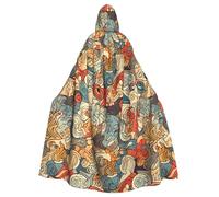 XBKGOHA Eft And Right Brain Advantage Printed Halloween Adult Hooded Cape Cloak No Zipper, Comfortable For Costume Parties