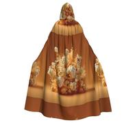 XBKGOHA Expanded Popcorn Printed Halloween Adult Hooded Cape Cloak No Zipper, Comfortable For Costume Parties