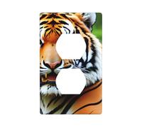 XBKGOHA Fierce Tiger Picture Double Socket Wall Panel Decorative for Residential and Commercial Areas 4.5x2.76in