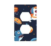 XBKGOHA Funny Astronaut Dinosaur Rocket Picture Double Socket Wall Panel Decorative for Residential and Commercial Areas 4.5x2.76in