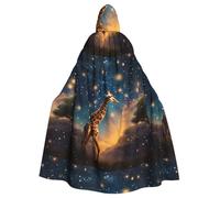 XBKGOHA Giraffe Chasing Stars Printed Halloween Adult Hooded Cape Cloak No Zipper, Comfortable For Costume Parties