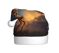 XBKGOHA Giraffe chasing stars Printing Christmas Hat for Adult quality accessory soft, lightweight, and fluffy