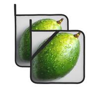 XBKGOHA Green Mango Picture Square pot mat two-piece set, insulated, thickened, waterproof, easy to clean