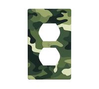 XBKGOHA Green Military camo Picture Double Socket Wall Panel Decorative for Residential and Commercial Areas 4.5x2.76in