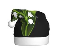XBKGOHA Lily of the valley with water drops Printing Christmas Hat for Adult quality accessory soft, lightweight, and fluffy