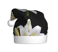 XBKGOHA Lily with water drops Printing Christmas Hat for Adult quality accessory soft, lightweight, and fluffy