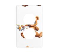 XBKGOHA Little Bear Holding a Model Airplane Picture Double Socket Wall Panel Decorative for Residential and Commercial Areas 4.5x2.76in