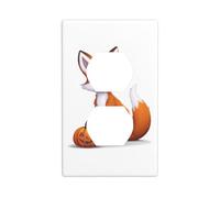 XBKGOHA Little Fox Holding a Pumpkin Lantern Picture Double Socket Wall Panel Decorative for Residential and Commercial Areas 4.5x2.76in