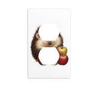 XBKGOHA Little Hedgehog who Loves to eat Apples Picture Double Socket Wall Panel Decorative for Residential and Commercial Areas 4.5x2.76in