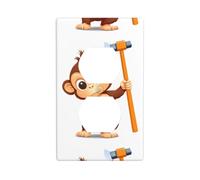 XBKGOHA Little Monkey Swinging a Sledgehammer Picture Double Socket Wall Panel Decorative for Residential and Commercial Areas 4.5x2.76in