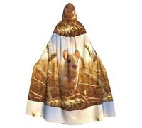 XBKGOHA Little Mouse In The Wheat Field Printed Halloween Adult Hooded Cape Cloak No Zipper, Comfortable For Costume Parties