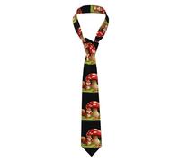 XBKGOHA Little squirrel picking a giant mushroom Printed Men's tie classic style suit cravat suitable for holidays and work