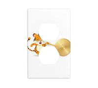 XBKGOHA Little Tiger Beating The gong Picture Double Socket Wall Panel Decorative for Residential and Commercial Areas 4.5x2.76in
