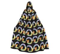 XBKGOHA Little Tiger Sitting On A Rainbow Printed Halloween Adult Hooded Cape Cloak No Zipper, Comfortable For Costume Parties