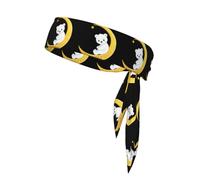 XBKGOHA Little white bear on the golden crescent moon Pattern Sports headscarf, sweat absorbing and breathable, motion headband, double-sided kerchief
