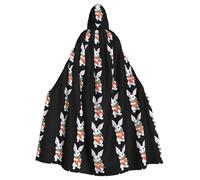XBKGOHA Little White Rabbit Holding Carrots Printed Halloween Adult Hooded Cape Cloak No Zipper, Comfortable For Costume Parties