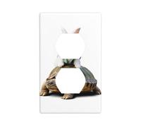 XBKGOHA Little White Rabbit on The Back of a Turtle Picture Double Socket Wall Panel Decorative for Residential and Commercial Areas 4.5x2.76in