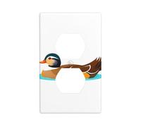 XBKGOHA Mandarin Ducks Playing Happily Picture Double Socket Wall Panel Decorative for Residential and Commercial Areas 4.5x2.76in